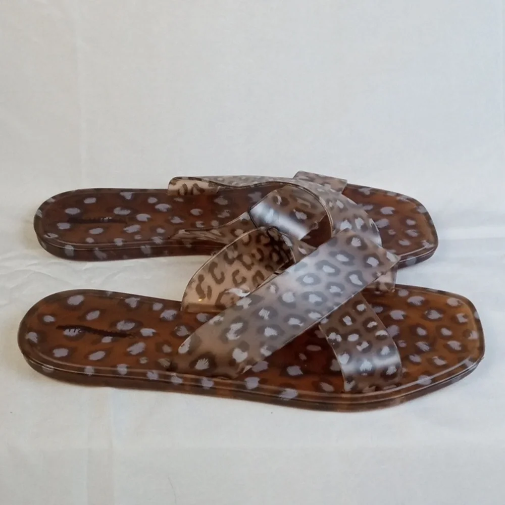 Maurices Brown Leopard Frosted Slide Sandals - Picture 2 of 5